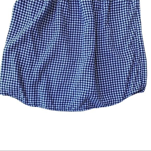 Mossimo Y2K Target Navy Blue Gingham Plaid Picnic Off the Shoulder Blouse Small - Picture 6 of 14